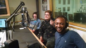 U-Mass graduate students in radio studio