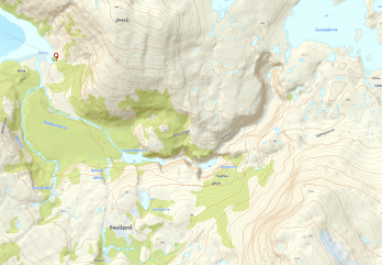 Topographic Map of area surrounding Hellemobotn, Norway (from Kartverket Norway)