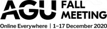 AGU Fall meeting logo with slogan "Online Everywhere" and dates of meeting: December 1-17 2020